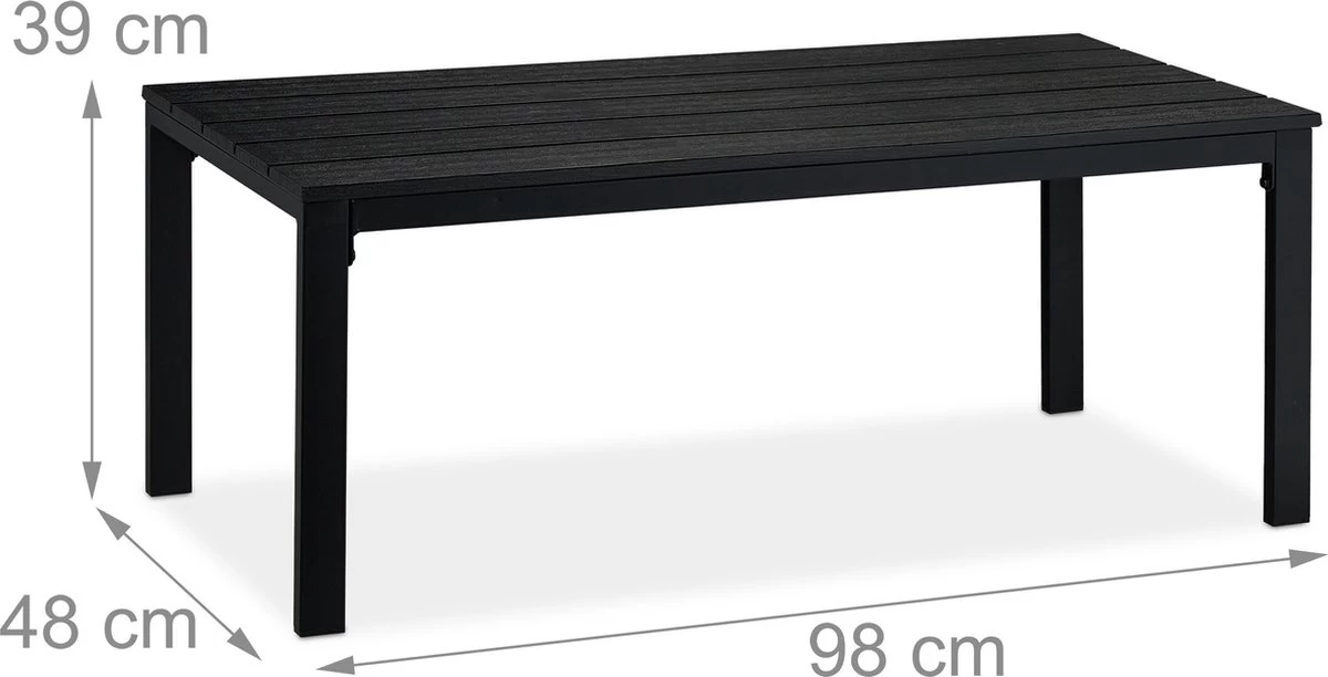 Relaxdays Tuintafel Rechthoek - Lage Buitentafel - Metalen Balkontafel - Eettafel Buiten - Afbeelding 5