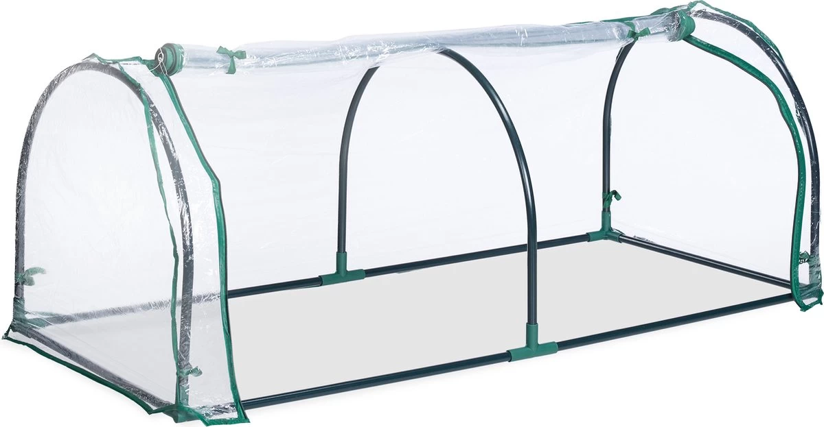 Relaxdays Kweekkas Tunnel Met Raam - Kleine Tuinkas - Ronde Broeikas - Kunststof Hobbykas