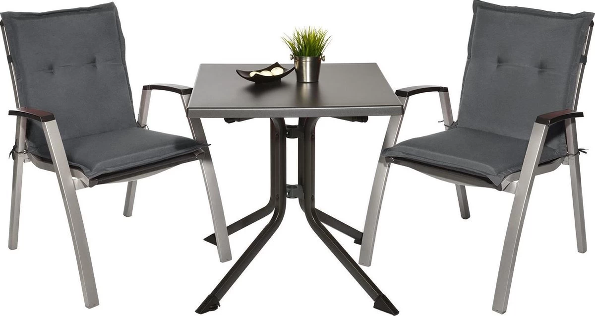 Beautissu Set Van 6x Tuinkussens Lage Rug Loft NL 100 X 50 X 6 Cm - Kussen Antraciet - Zitkussen Sierkussen Tuinstoel - Afbeelding 7