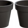 Prosperplast Set Van 2x Stuks Grote Antraciet Bloempotten/plantenpotten 60 Cm - Kunststof - Bloempotten/plantenpotten Voor Binnen En Buiten