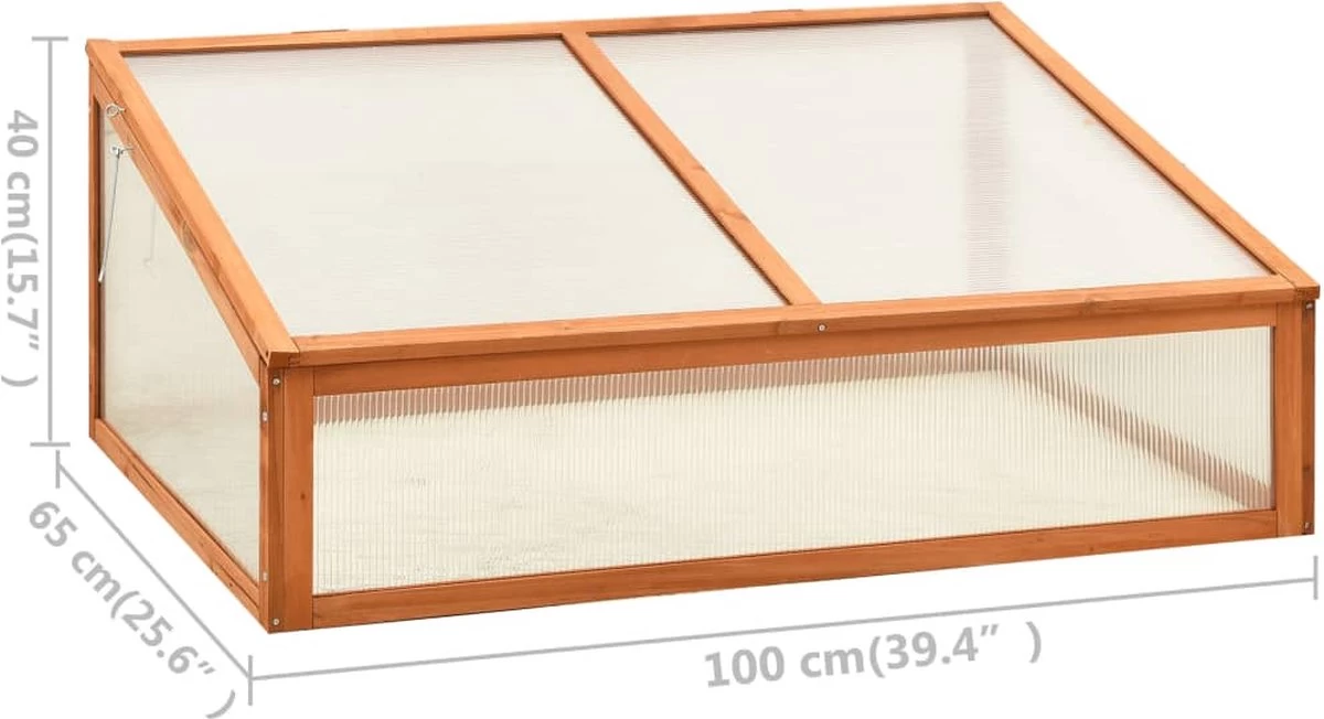 VidaXL Broeikas 100x65x40 Cm Vurenhout - Afbeelding 4