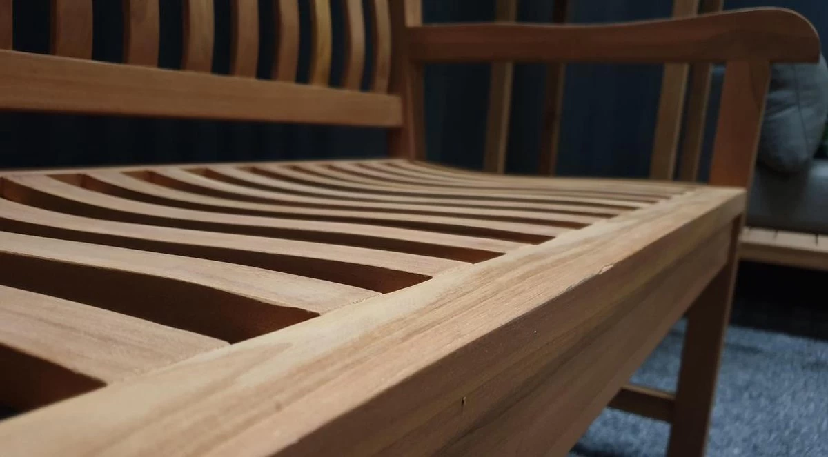 Merkloos TIERRA | Tuinbank Van Teak Comfort Plus + | 150 Cm - 3-Persoons / 3-Zits | Naturel / Original | BONANY Luxe | Geschuurd & Olie Op Waterbasis | Klassiek & Traditioneel | Stevig | Tuinzetel | Bank Voor Tuin - Afbeelding 3