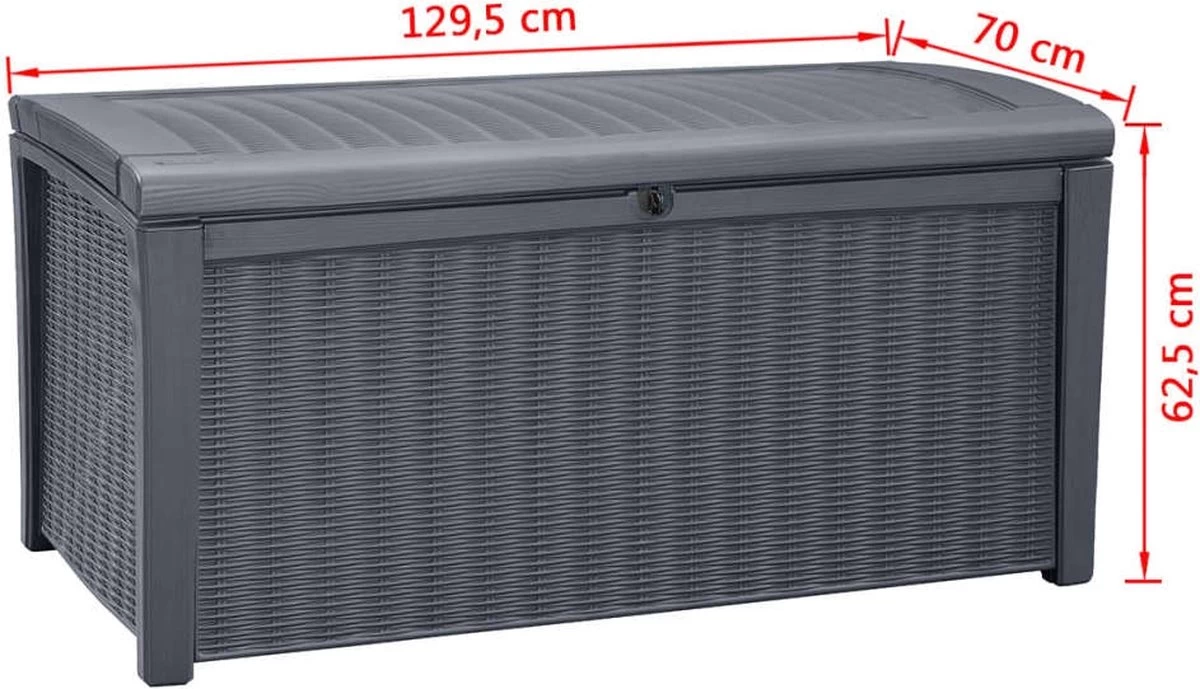 Keter - Borneo Opbergbox - 416 Liter - 129.5 X 62.5 X 70 Cm - Antraciet - Afbeelding 9