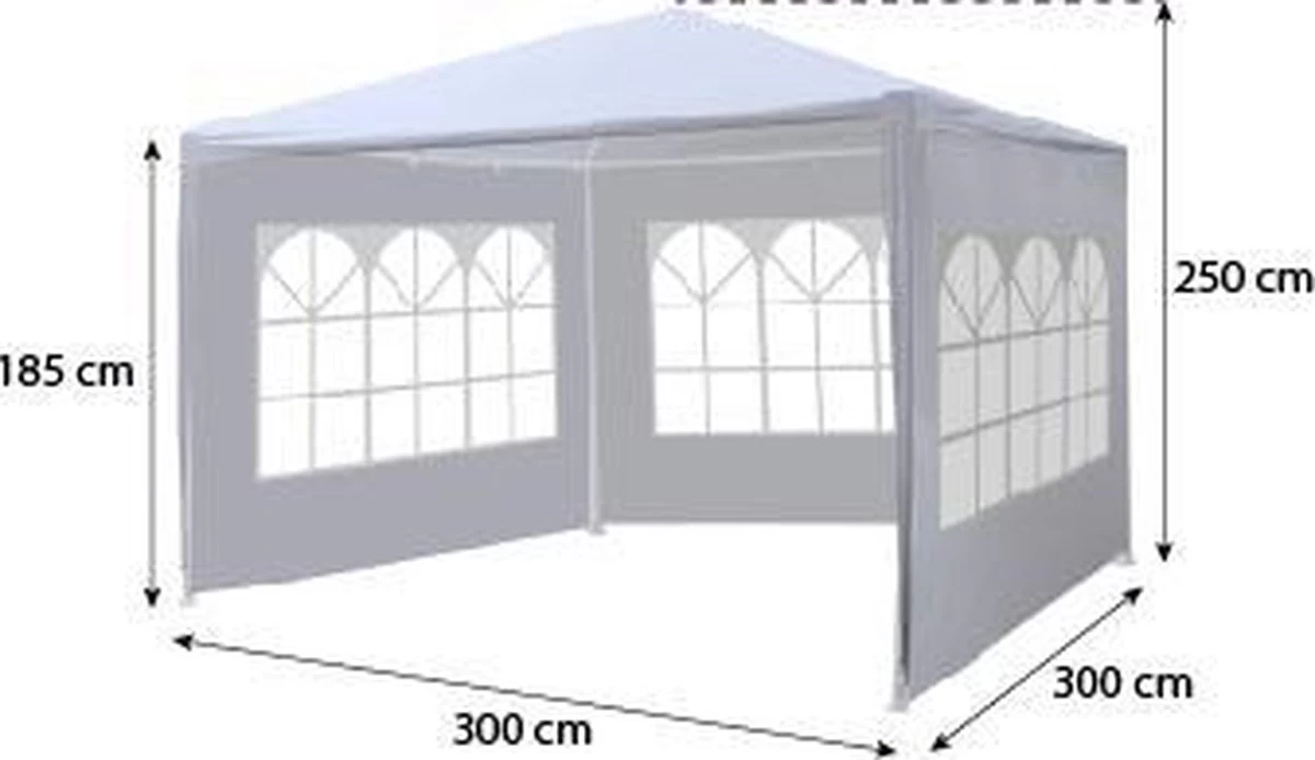 Partytent 3x3m Budget Wit Met Drie Zijwanden - Afbeelding 2