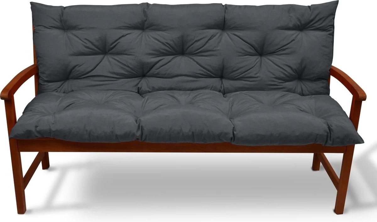 Beautissu Tuinbank Kussen Flair BR - Kussens Voor Tuinmeubelen 120 X 50 X 50 Cm Grafiet Grijs - Zitkussen En Rugkussen - Afbeelding 2