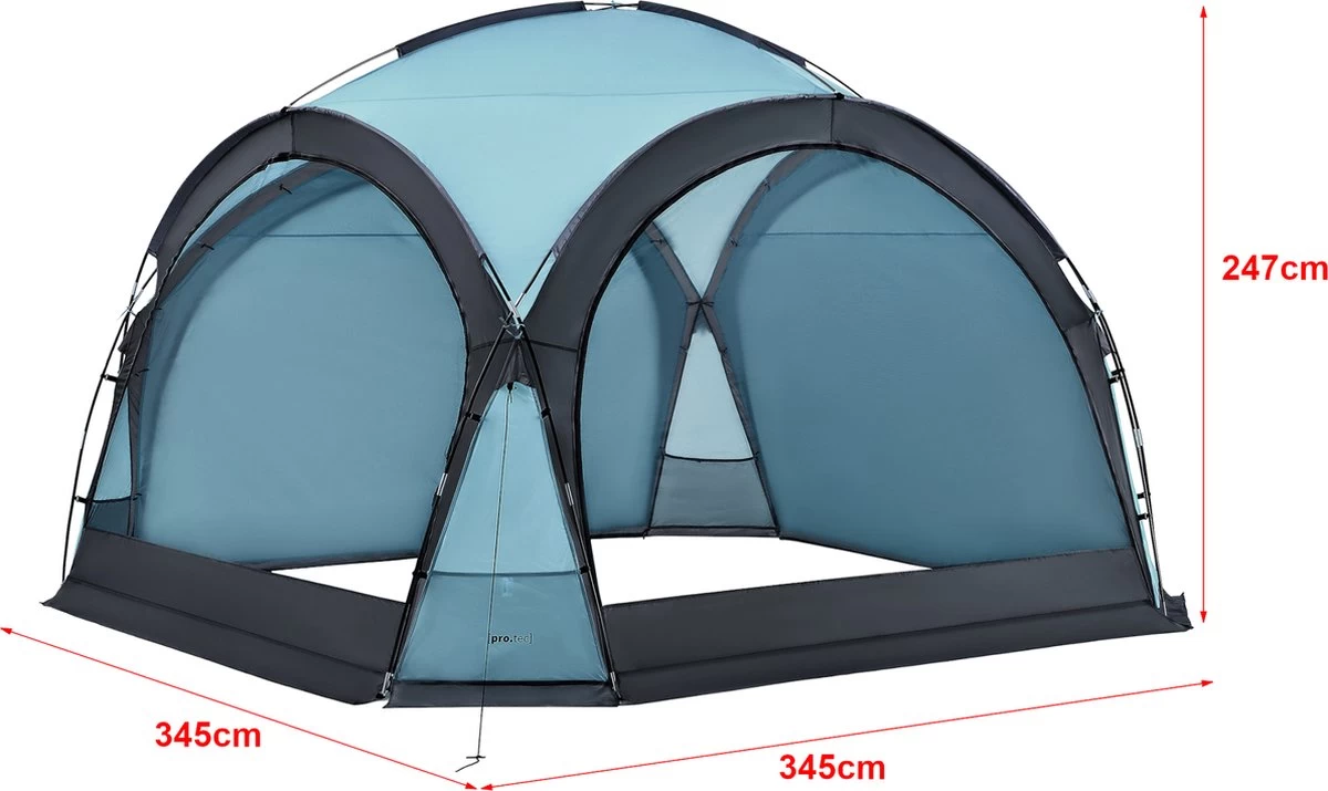 Pro-Tec Paviljoen Grästorp Met LED-verlichting 345x345x247 Cm Lichtblauw - Afbeelding 6