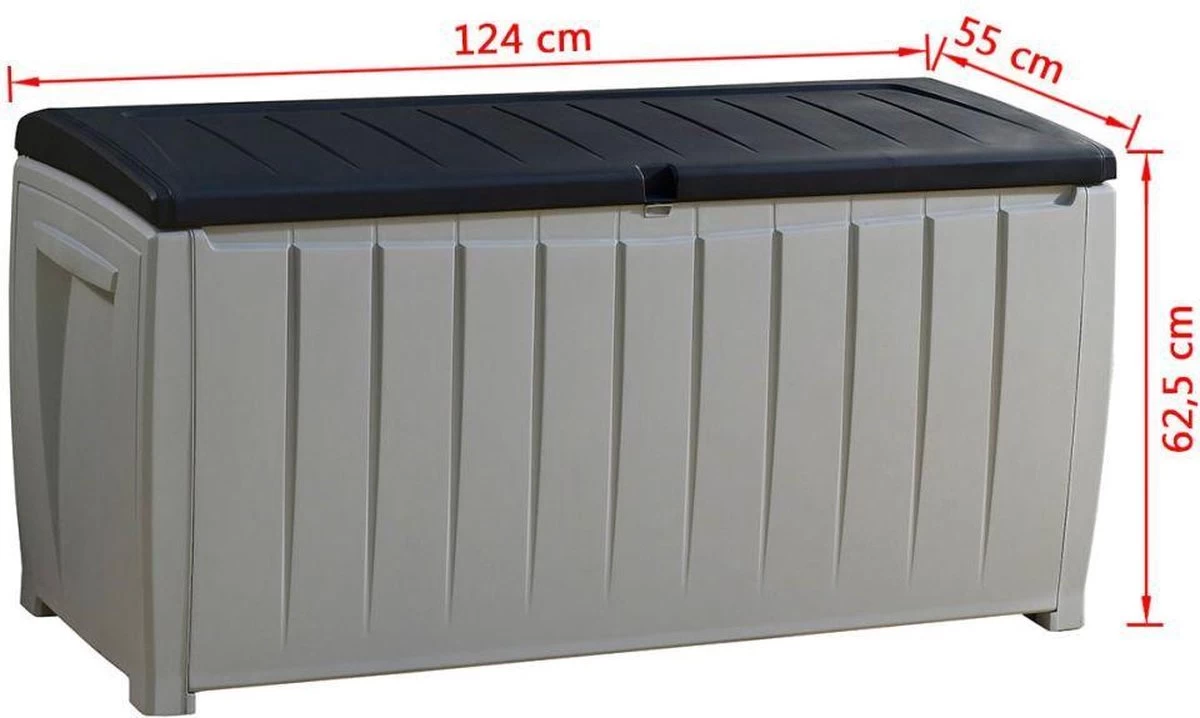 Keter Novel Opbergbox - 340L - 124x55x62.5cm - Grijs - Afbeelding 11