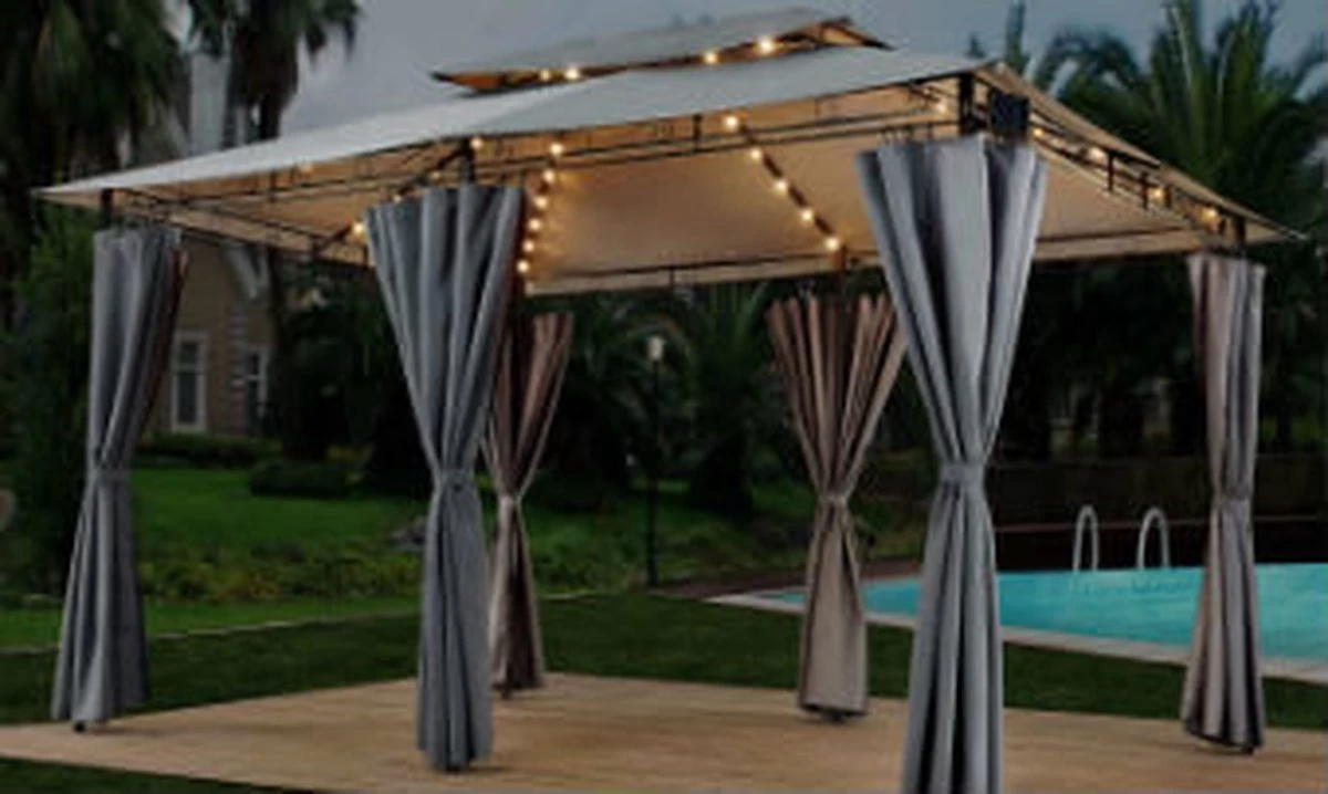 El Jardin - Partytent - 4x3 - Waterdicht Dak - Wanden - Solar - Antraciet Paviljoen - Afbeelding 6