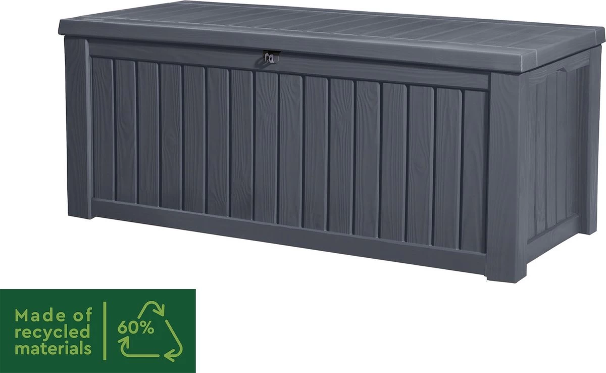 Keter Rockwood Opbergbox - 570L - 155x72,4x64,4cm - Grafiet - Afbeelding 7