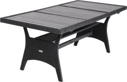 Casaria Polyrattan Tuintafel - WPC Tafelblad 190x90x74 Cm – Zwart