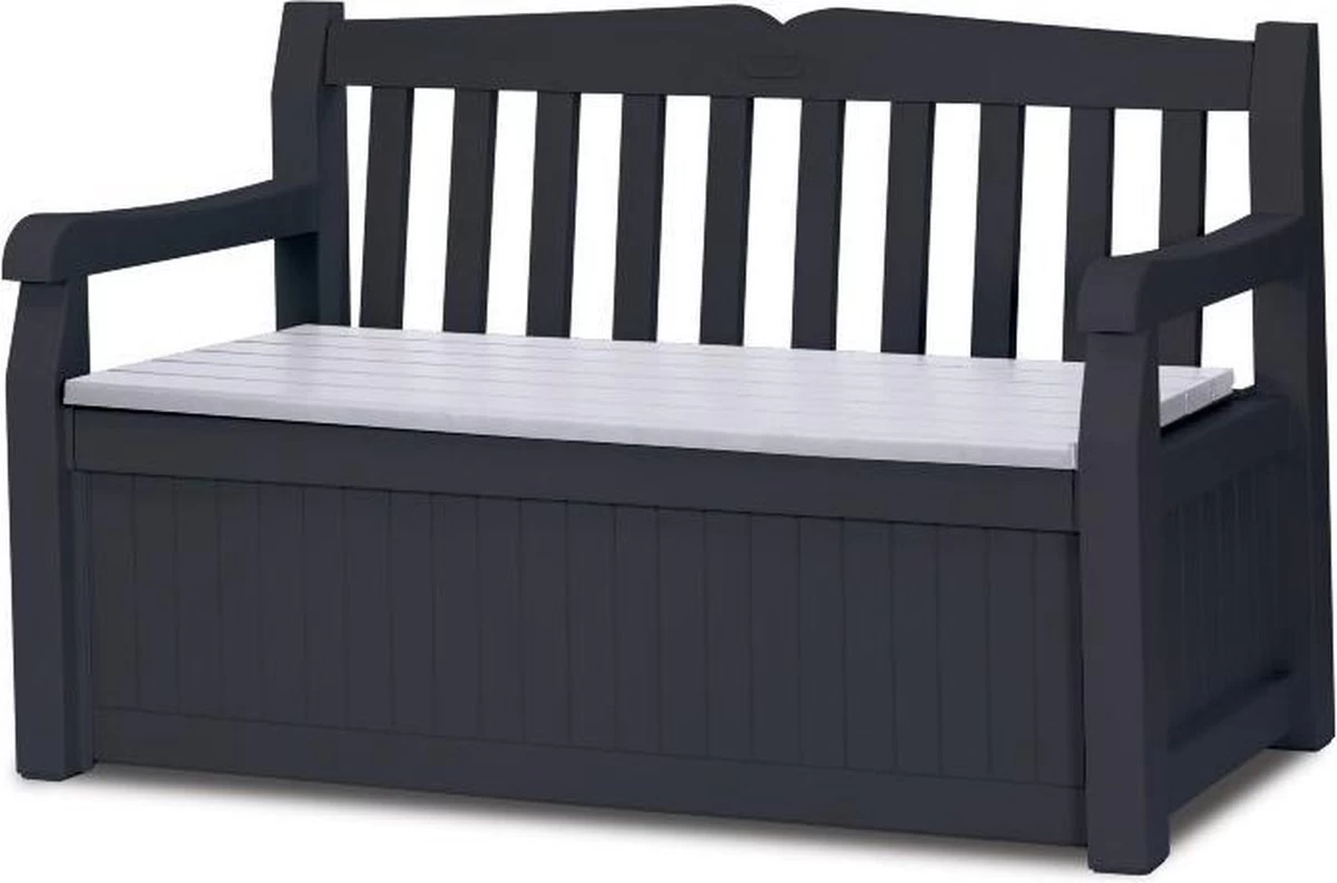 Keter Eden Garden Bench Opbergbank - 265L - 140x60x84cm - Zwart/Grijs - Afbeelding 2