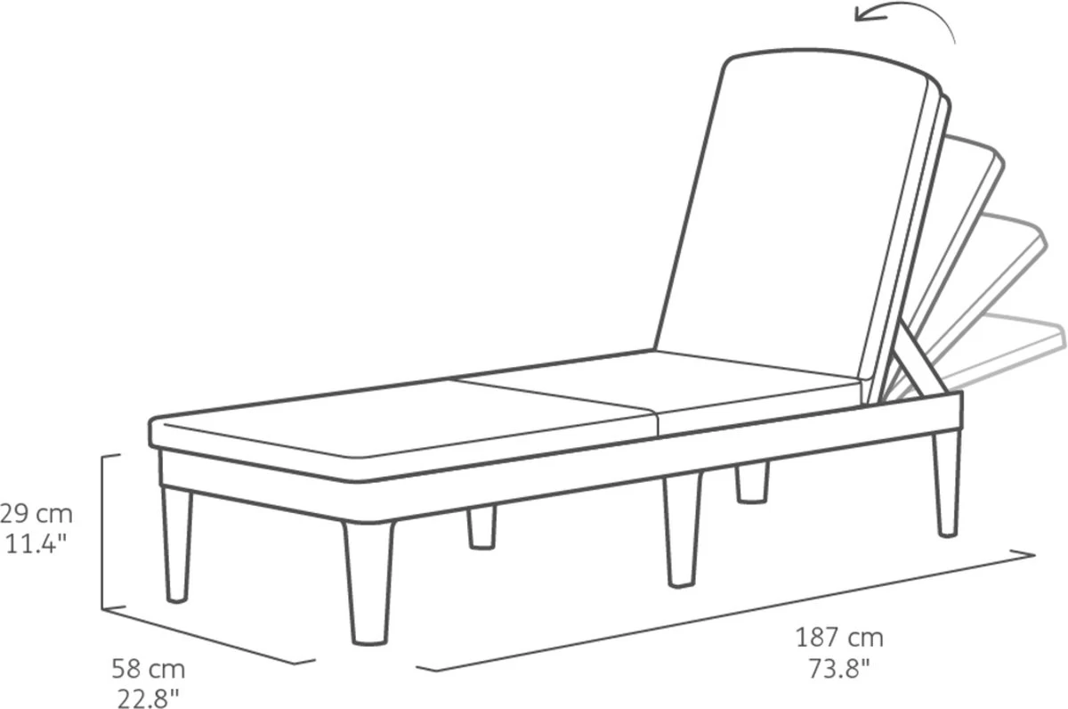 Allibert Jaipur Ligbed - 58x187,5x29 Cm - Grafiet - Afbeelding 8