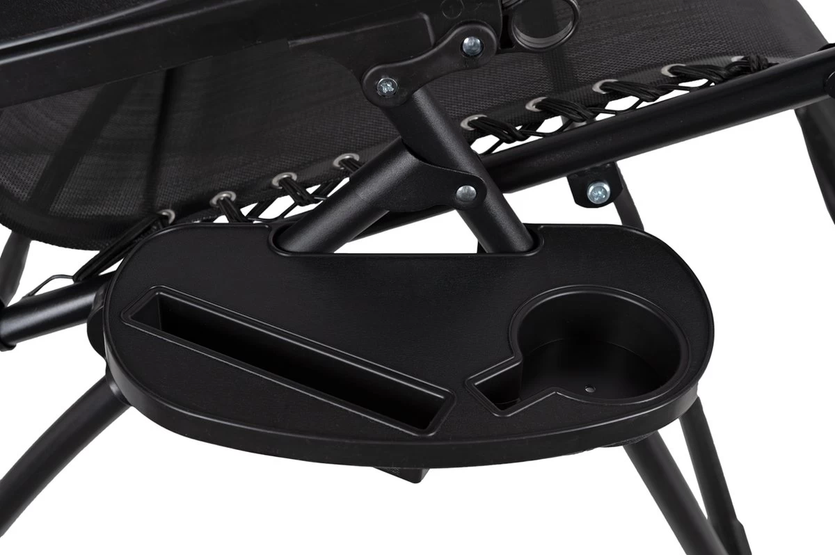 Luxe Ligstoel Met Hoofdsteun & Voetsteun - Verstelbare Rugleuning - Zonnebed Relaxstoel Voor Tuin/Terras/Strand/Balkon/Zwembad/Camping - Inklapbaar - Weerbestendig - Zwart - Afbeelding 5