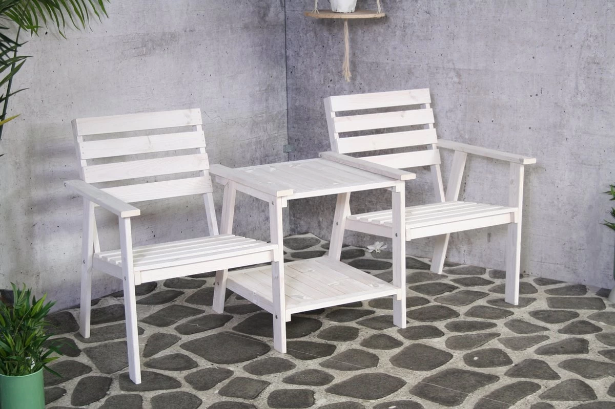 Tuinbank - Romeo Tete A Tete - Wit - 170cm - Afbeelding 4