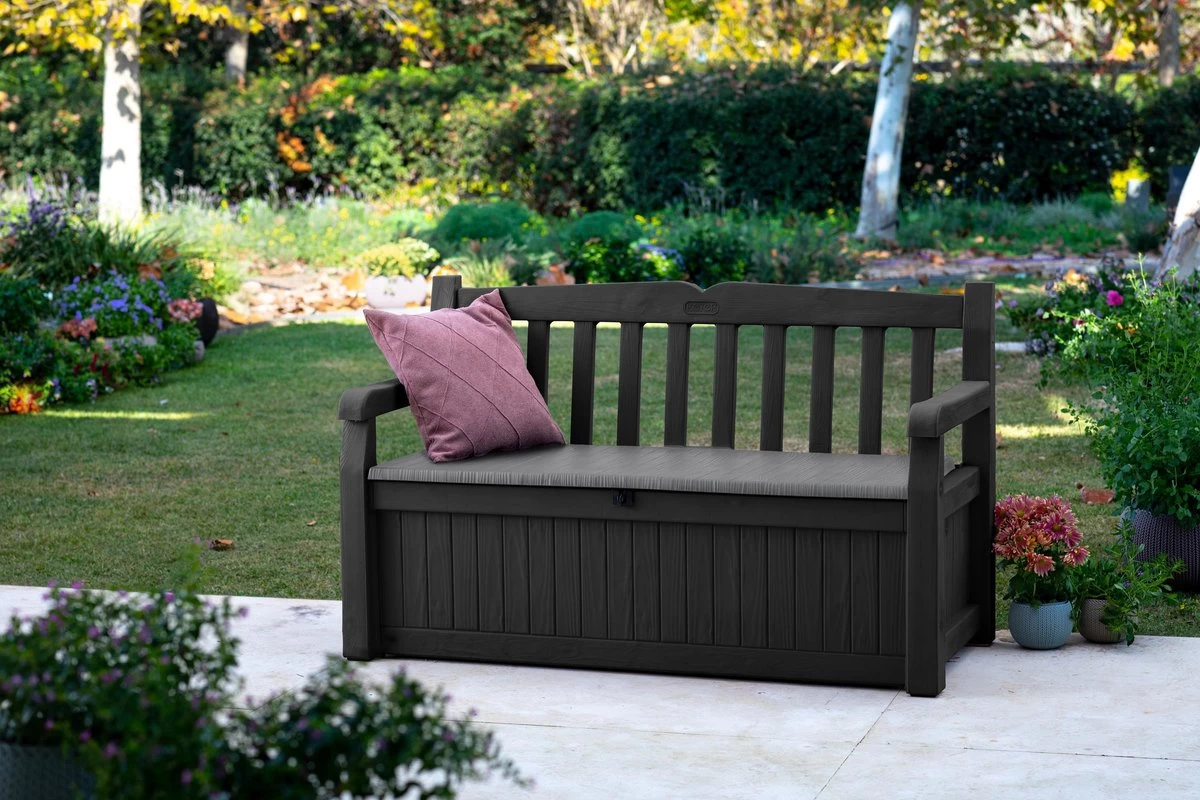 Keter Eden Garden Bench Opbergbank - 265L - 140x60x84cm - Zwart/Grijs - Afbeelding 4