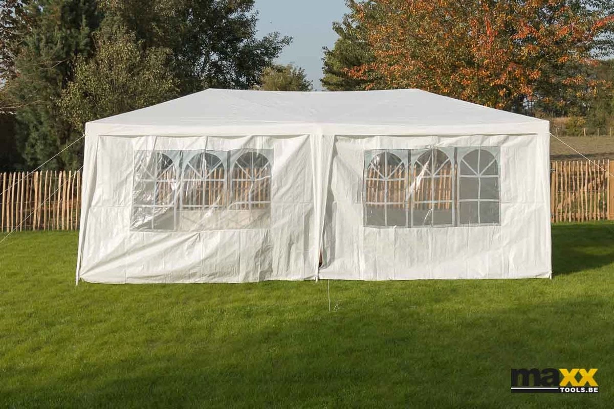 MaxxGarden Partytent - Paviljoen - 300 X 600 X 250 Cm - Met Zijwanden - Waterdicht Pro - 32mm Buizen – Wit - Afbeelding 7