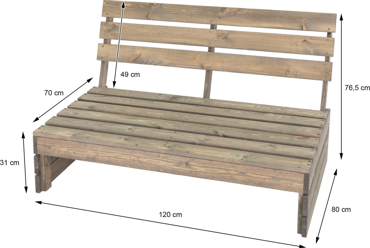 Pro Garden Palletbank - 120 Cm - 2-zits - Afbeelding 2