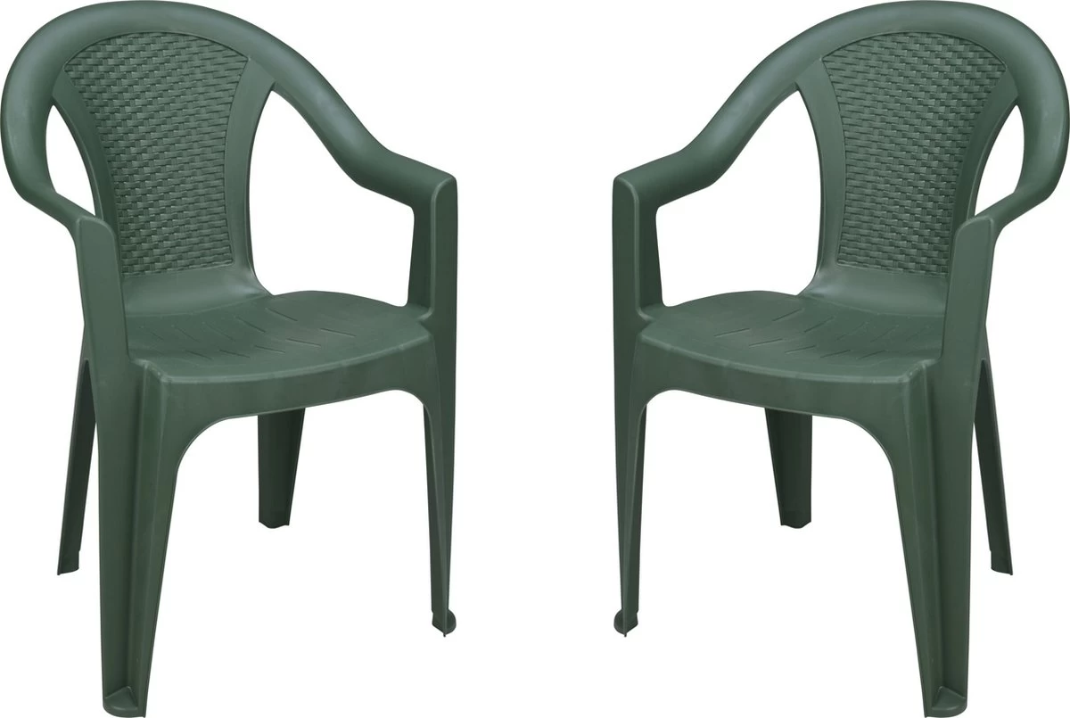 4goodz Isola Groen 2x Stapelbare Tuinstoelen - Plaatsbesparend