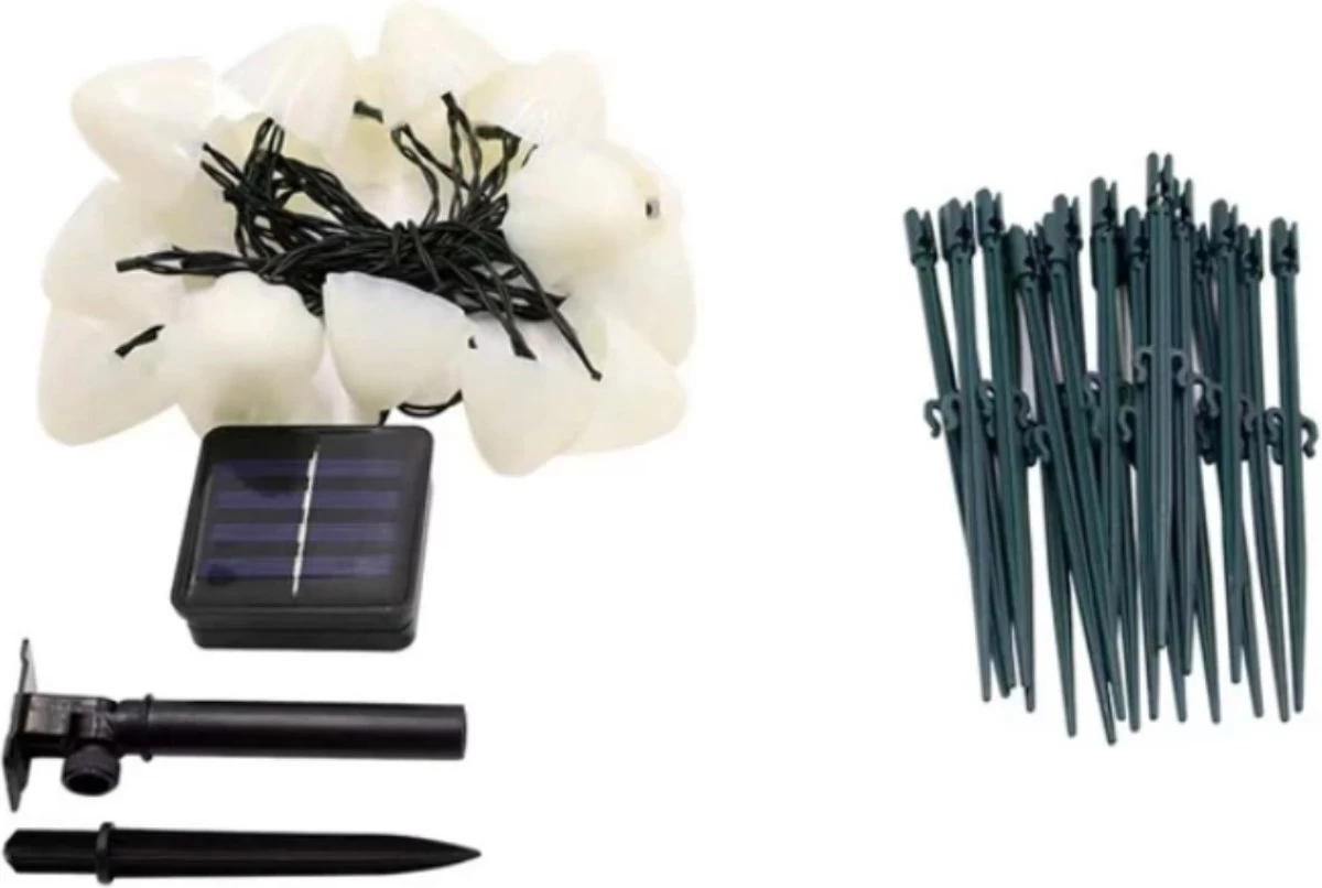 Cynergie - Tuinverlichting Op Zonneenergie - 20 X Led Lampen - Solar Lampjes Met Paddenstoelen - Kerstverlichting Buiten - Afbeelding 7