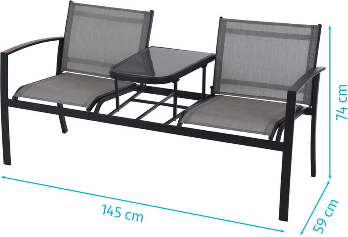 Pro Garden ProGarden Tuinbankje Met Tafel Tweepersoons - Afbeelding 4