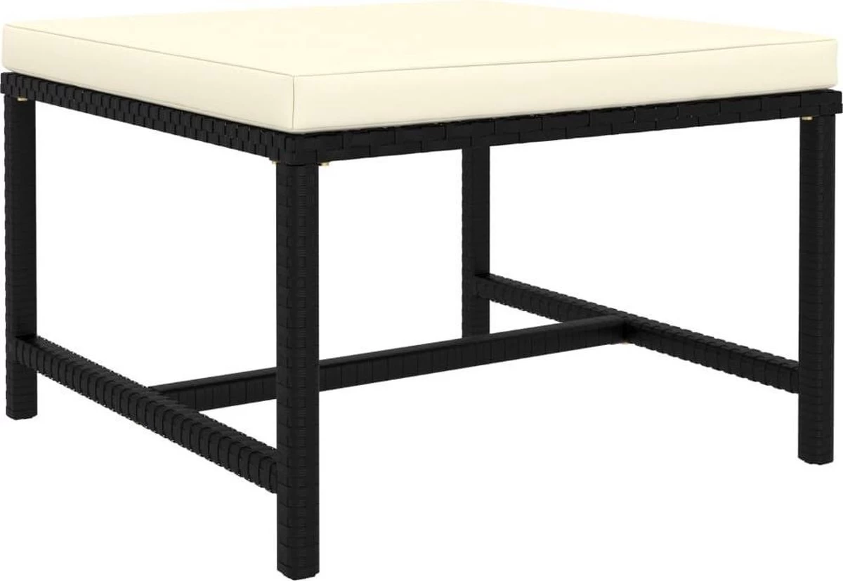 VidaXL 4-delige Loungeset Met Kussens Poly Rattan Zwart - Afbeelding 12