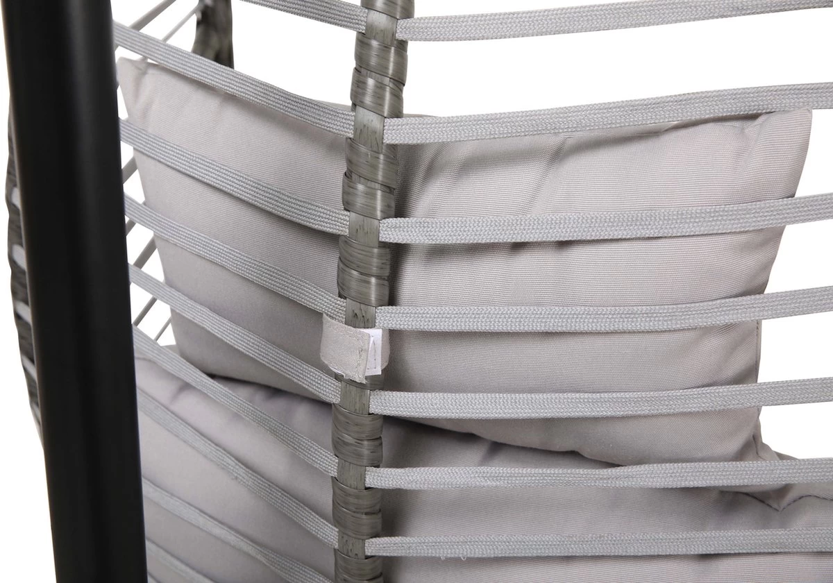 Pro Garden Lowander Hangstoel Egg 191x126x126- Schommelstoel Met Rattan Cocoon En Robuust Stalen Standaard Incl. Kussens - Volledig Inklapbaar - Lichtgrijs - Afbeelding 8