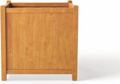 Houten Plantenbak Met Wieltjes 50x50 - Geolied Duurzaam FSC Acaciahout – Bloembak Buiten - Plantenbakken Buiten - Perfecthomeshop