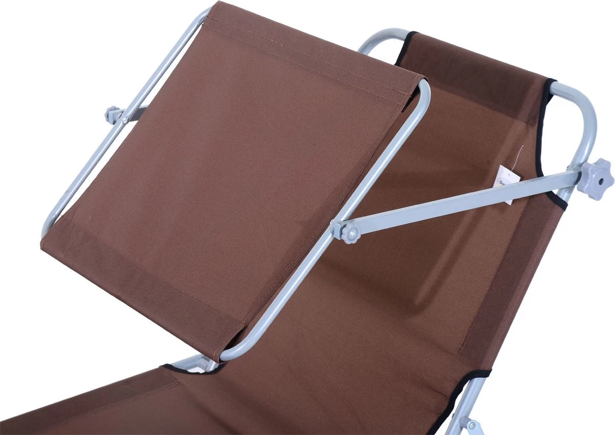 Outsunny Ligstoel Ligbank Voor Buiten Ligstoel Voor Op Het Strand Inklapbaar Met Zonnedak 3 Kleuren 84B-001 - Afbeelding 9