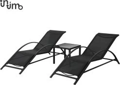 Intimo Ligbeddenset + Tafel - Zwart - 163x60x65/45x45x40