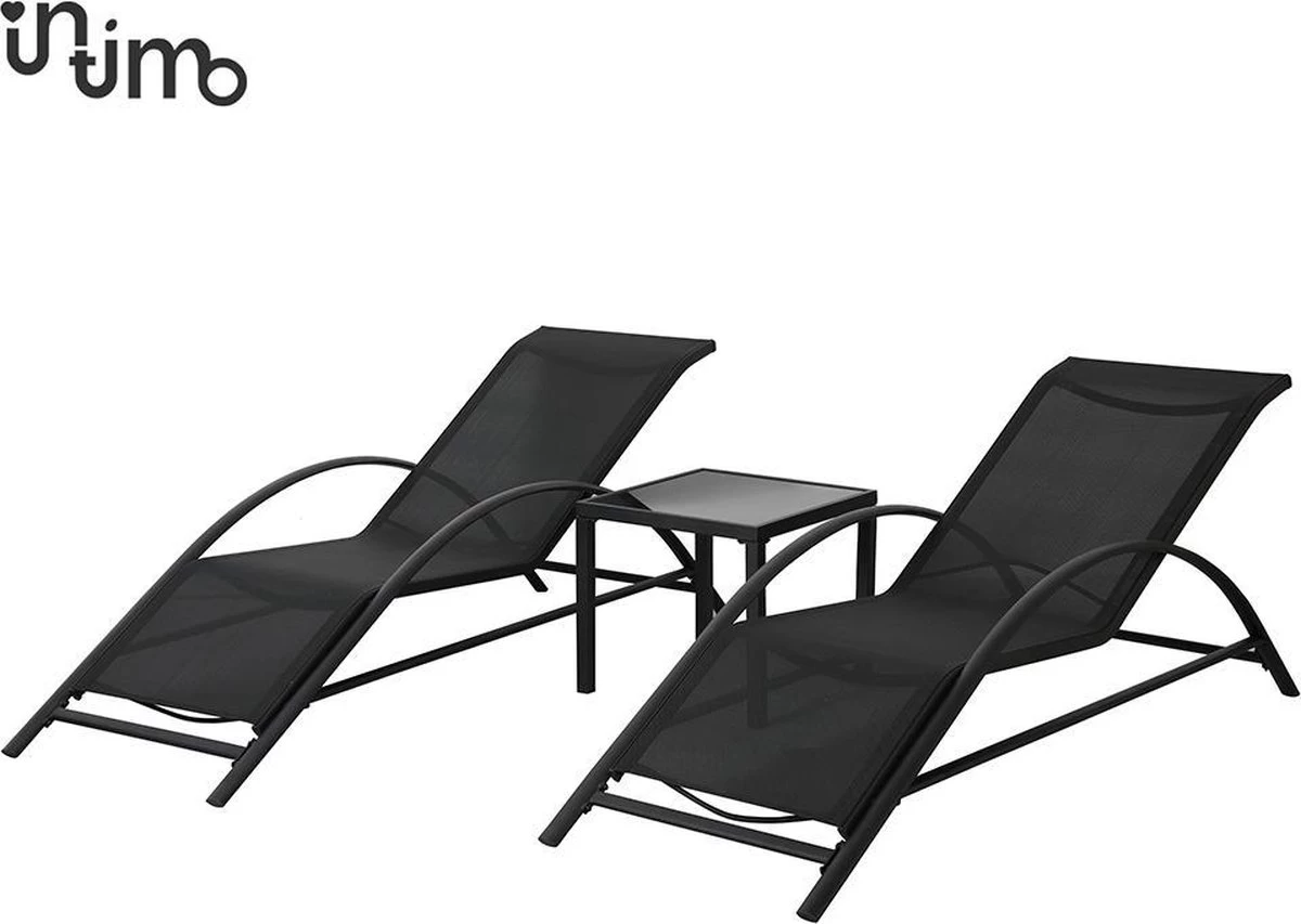 Intimo Ligbeddenset + Tafel - Zwart - 163x60x65/45x45x40