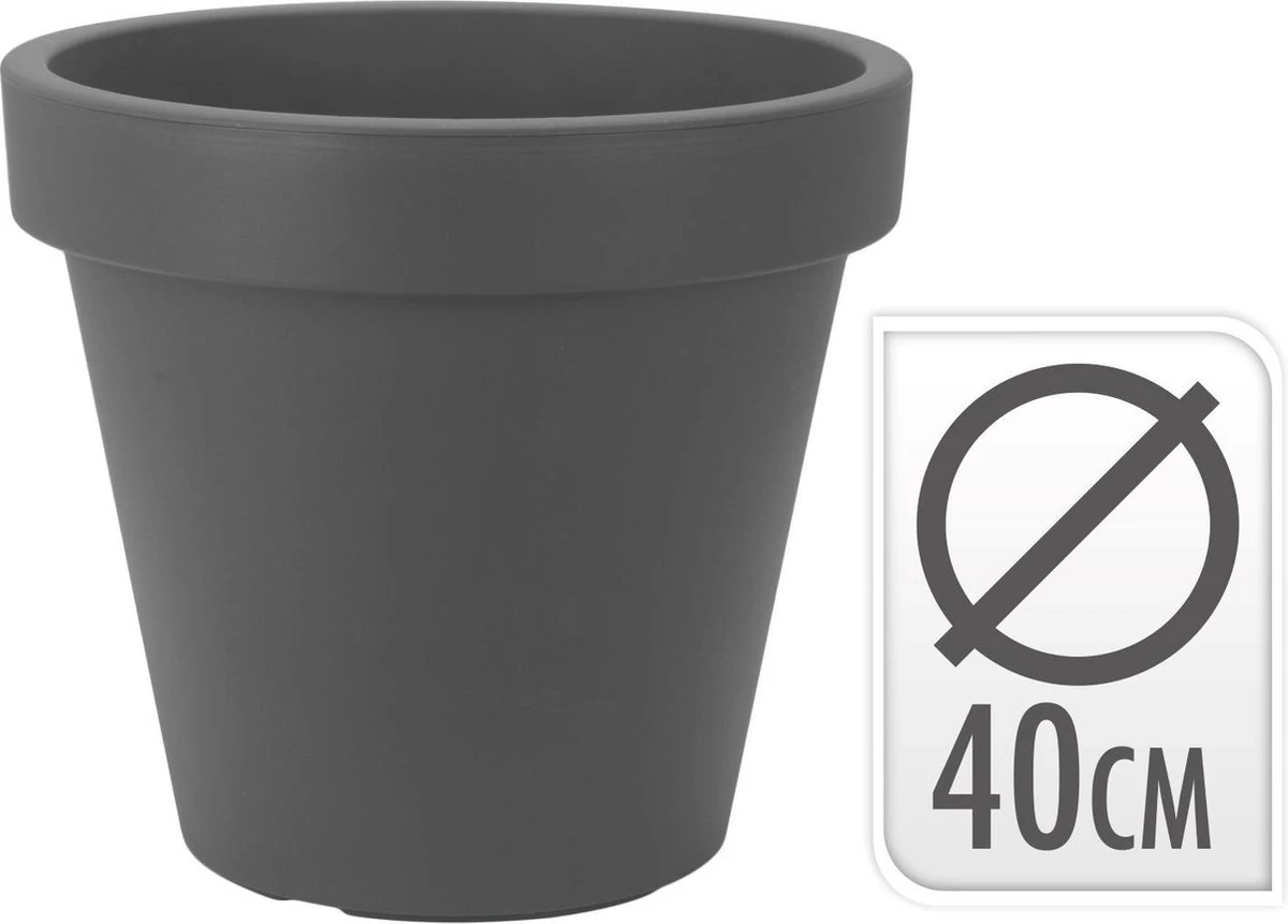 Kunststof Bloempot Antraciet Ø40 Cm - Hoogte 35 Cm - Afbeelding 2