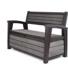 Keter - Hudson Bench Box - 2-zits Bank - Opbergbox - Hout Look & Feel - 227L - 138x63x89cm - Antraciet