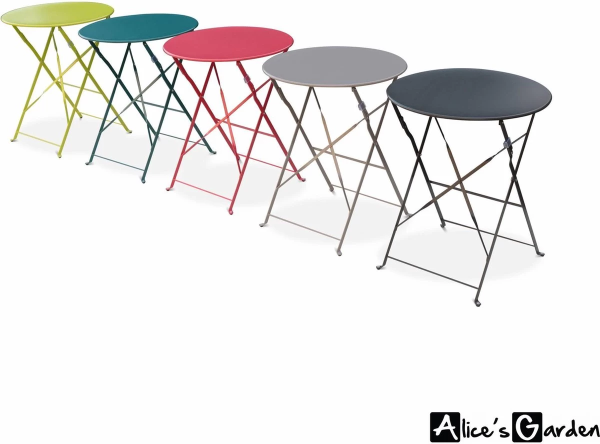 Emilia - Ronde Inklapbare Bistrotafel Ø60cm Van Gepoedercoat Staal – Terra Cotta - Afbeelding 3