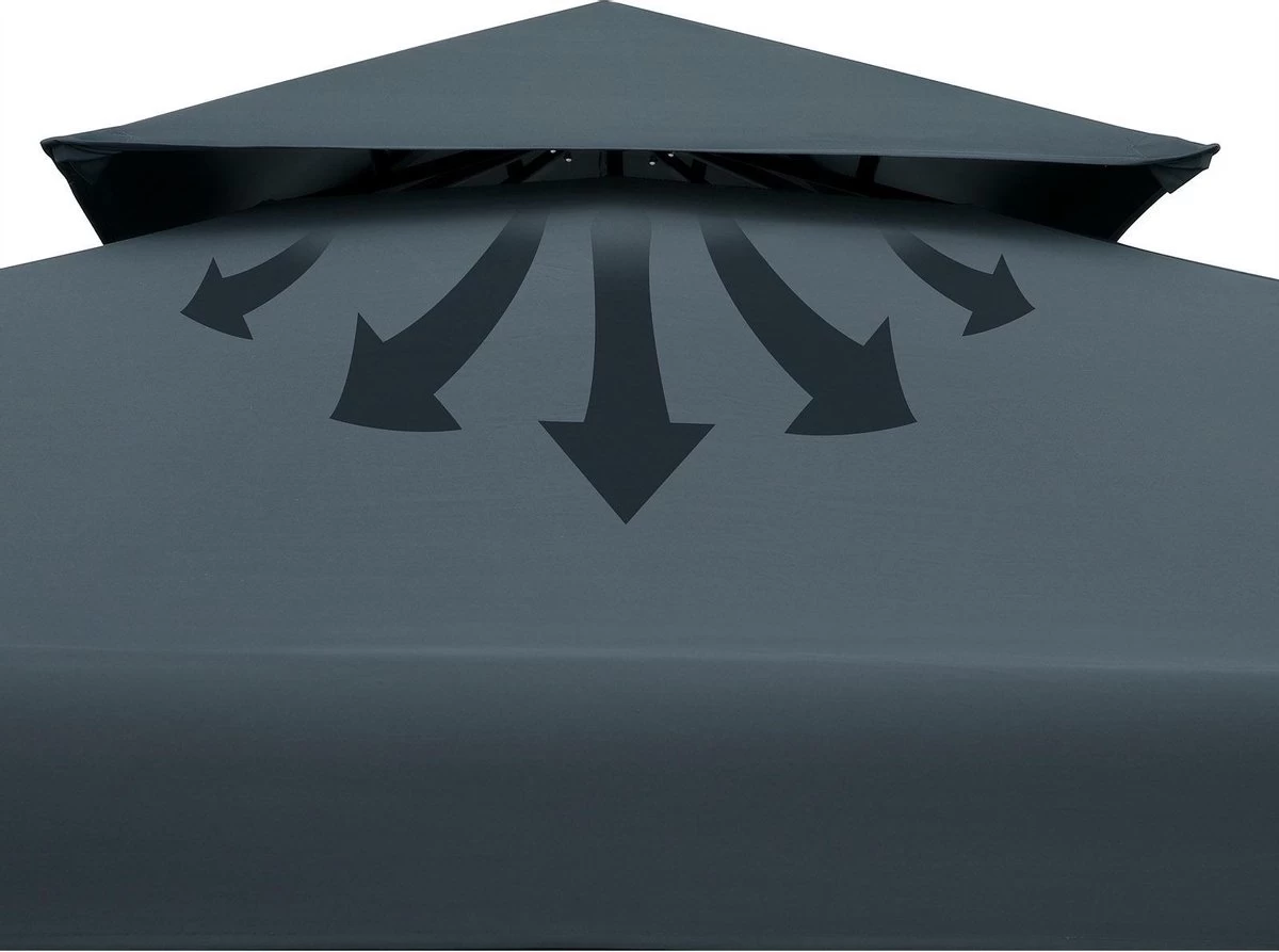 Casaria Paviljoen Lorca 3x3m - UV-bescherming 50+ Metaal - Antraciet - Afbeelding 3