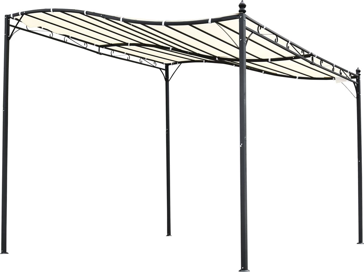 Outsunny Pergola Partytent Paviljoen Overkapping Tent Metaal Crème 297x297 Cm 84C-038 - Afbeelding 3