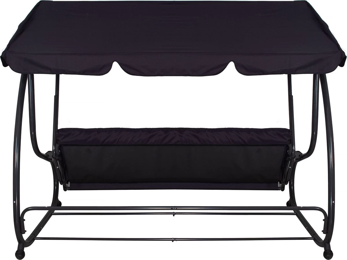 Springos Schommelbank | Linda-Schommel | 3-zits | Waterafstotend | Inclusief 2 Kussens | Verstelbare Luifel | 162 X 200 X 120 Cm | Zwart - Afbeelding 3
