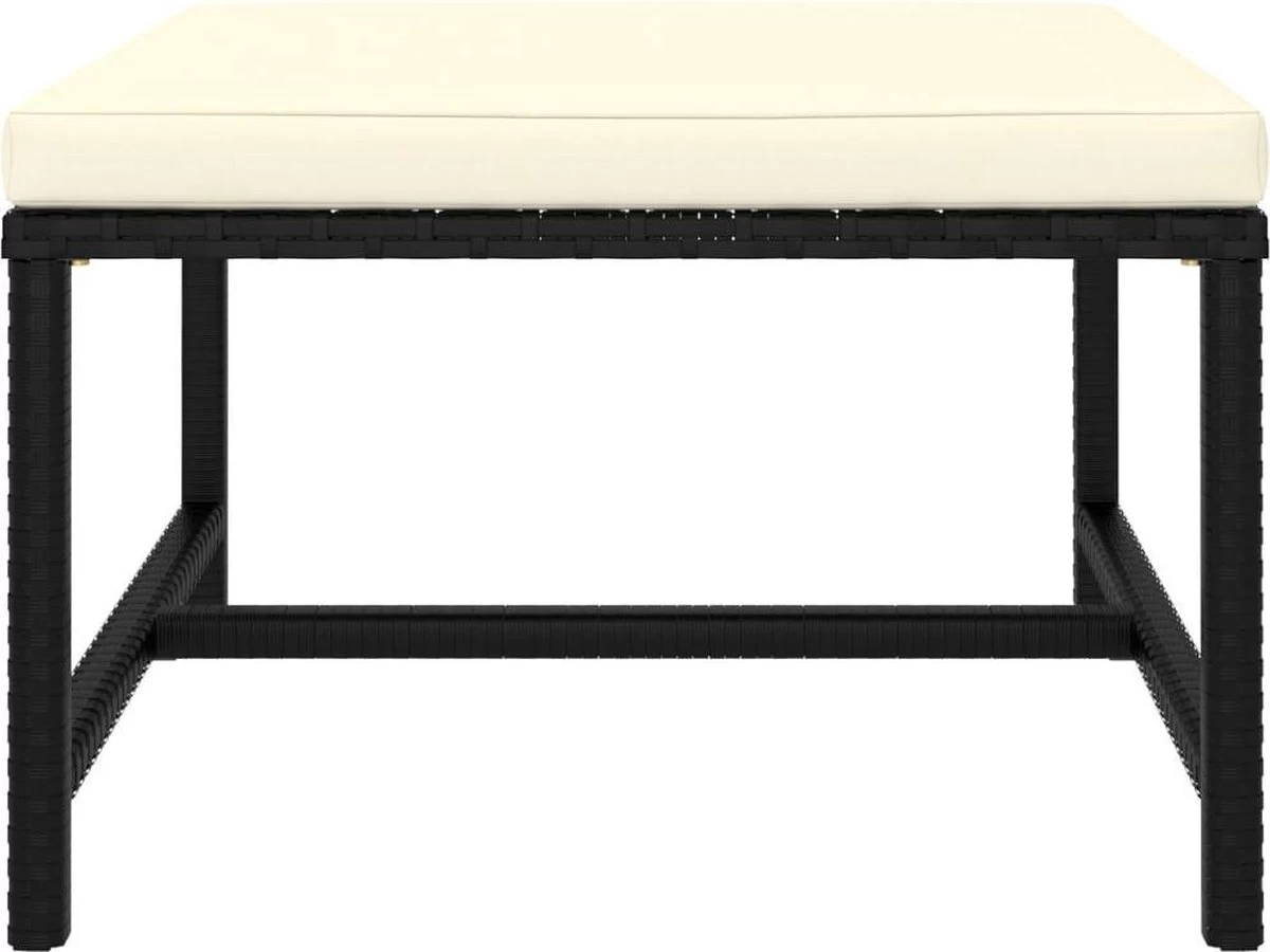 VidaXL 4-delige Loungeset Met Kussens Poly Rattan Zwart - Afbeelding 13