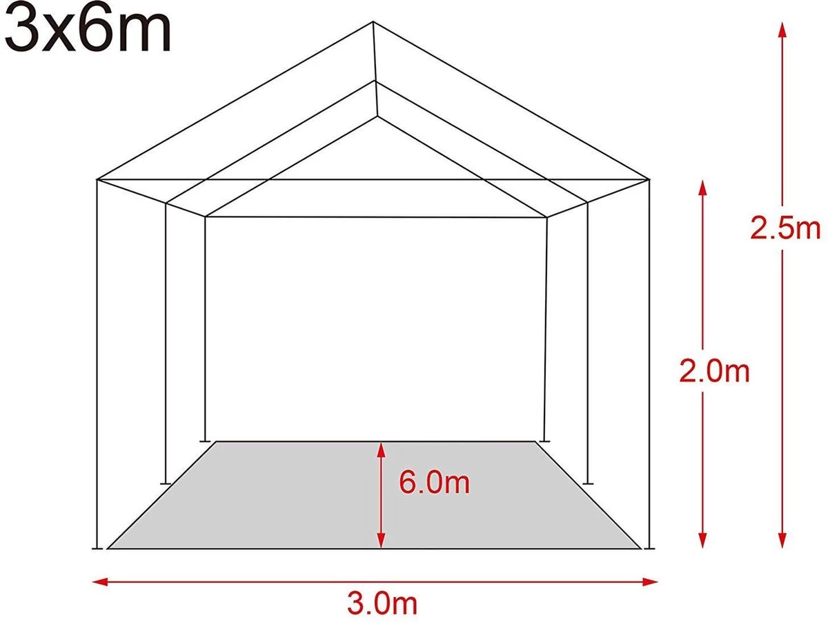 MaxxGarden Partytent - Paviljoen - 3x6m - Incl. Zijwanden - Waterdicht - Antraciet - Afbeelding 3