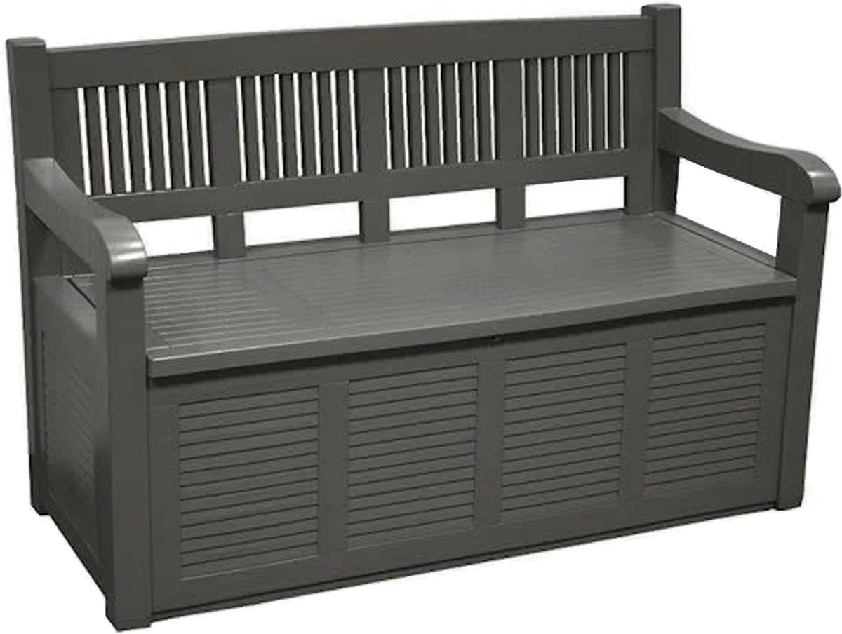 Merkloos Opbergbank Van Kunststof | 130 X 60 Cm | Antraciet - Afbeelding 2