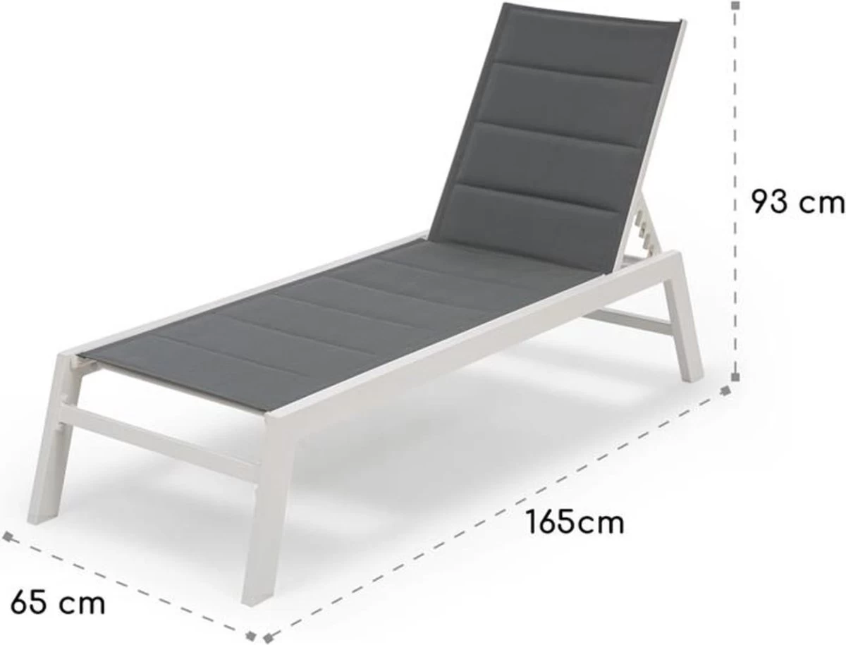 Blumfeldt Renazzo Lounge Ligstoel - Ligbed Voor De Tuin - Aluminium Tuinstoel - 6 Standen - Waterafstotend - Bekleding Van 70 % Pvc En 30 % Polyetheen - Grijs - Afbeelding 2