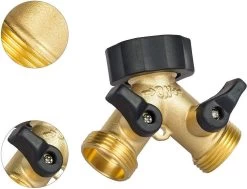 Merkloos Y Stuk Kraan - Kraan Splitter - Waterverdeler - Buitenkraan - Waterverdeler 2 Weg – Messing