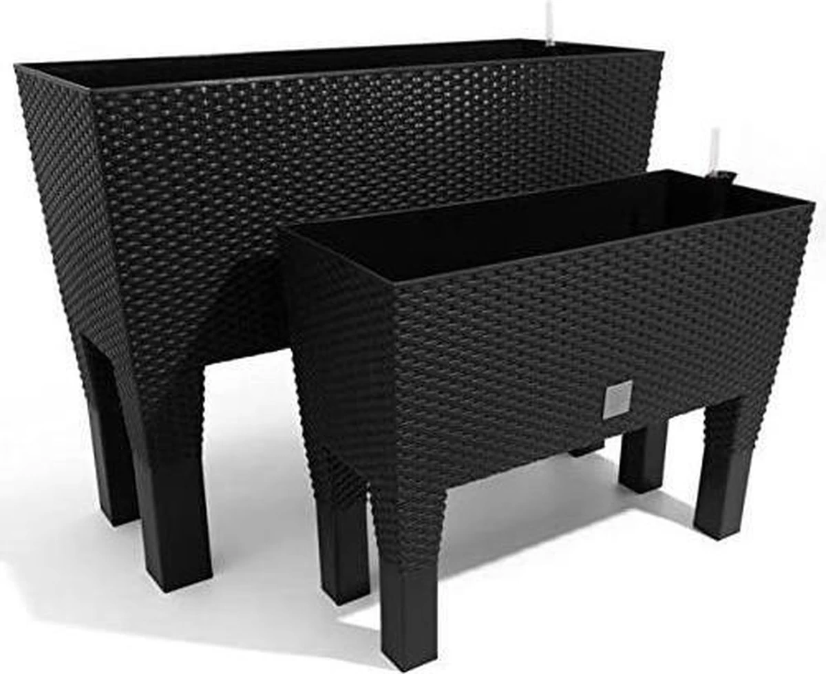 Prosperplast Kunststof Rato Plantenbak Op Poten Met Irrigatiesysteem Antraciet 80 X 33 X 62 Cm - 72 Liter - Balkonbakken/bloembakken - Afbeelding 8