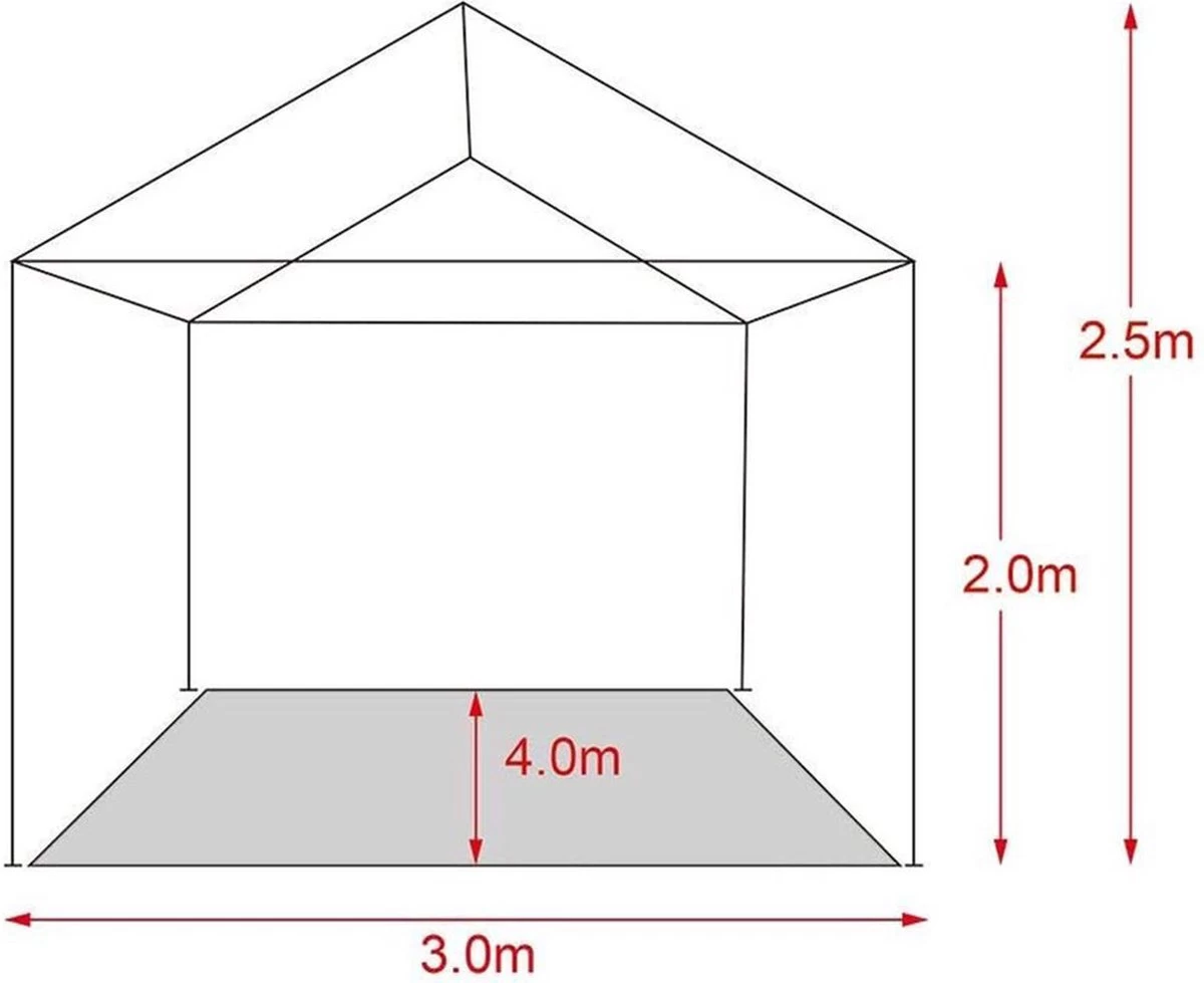 MaxxGarden Partytent - Paviljoen - 3x4m - Incl. Zijwanden - Waterdicht - Antraciet - Afbeelding 4