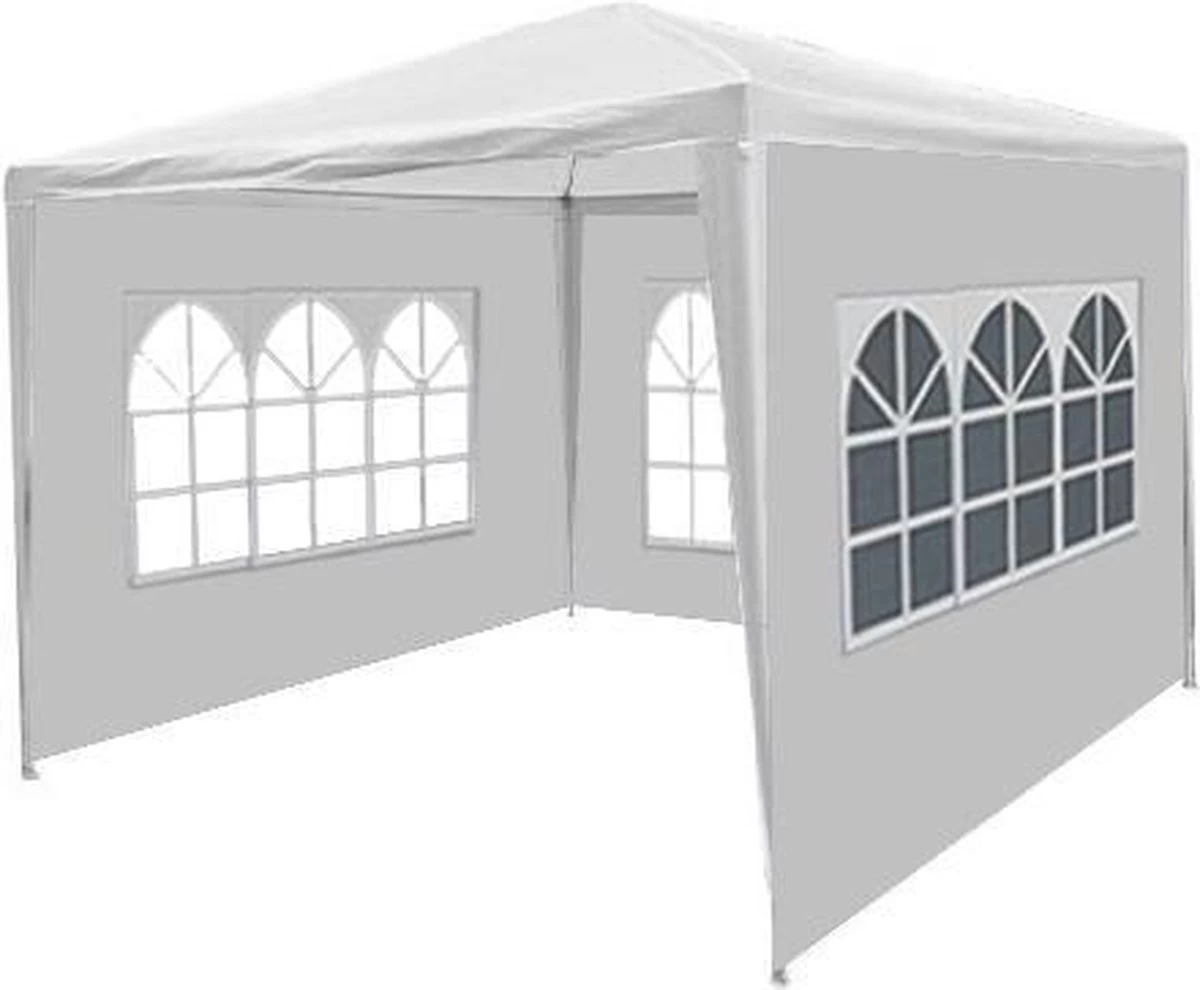 Partytent 3x3m Budget Wit Met Drie Zijwanden - Afbeelding 3