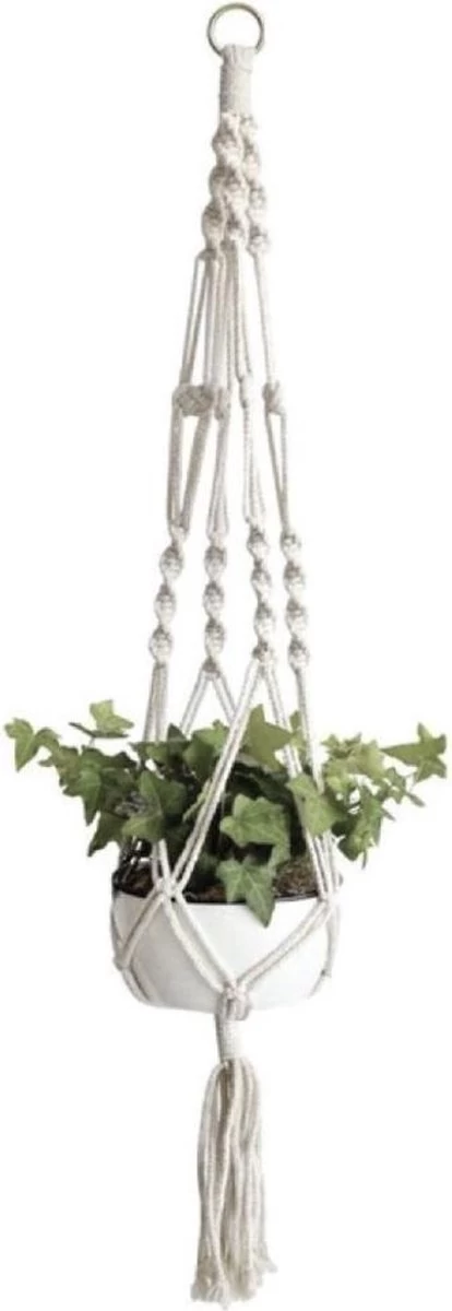 Merkloos Plantenhanger Macramé - Luxe Gevlochten Touw Katoen - 1 Stuk - Plantenpot Ophangen - Planthanger