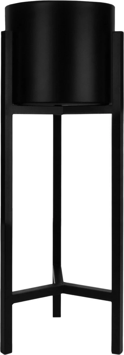 QUVIO Plantenstandaard Binnen - Inclusief Pot - Staande Plantenbak - Metaal - Bloempot - 22 X 22 X 60 Cm - Zwart - Afbeelding 2