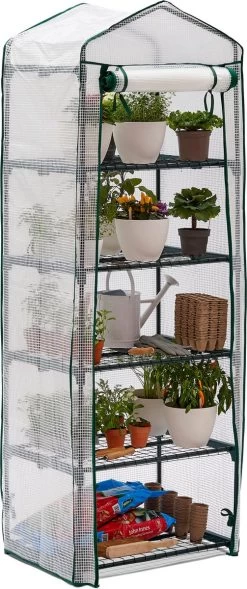 Bramble - Tuinkassen - 5 Lagen - Miniserre - Draadplanken - Gemakkelijk Te Monteren - 69 X 49 X 193 Cm