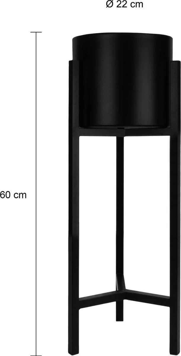 QUVIO Plantenstandaard Binnen - Inclusief Pot - Staande Plantenbak - Metaal - Bloempot - 22 X 22 X 60 Cm - Zwart - Afbeelding 7