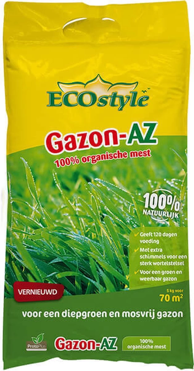 ECOstyle Gazon AZ Organische Gazonmest – Voor Diepgroen En Sterk Gazon – Geeft Tot 120 Dagen Voeding – Werkt Tegen Mos - 135 M² - 10 KG - Afbeelding 5