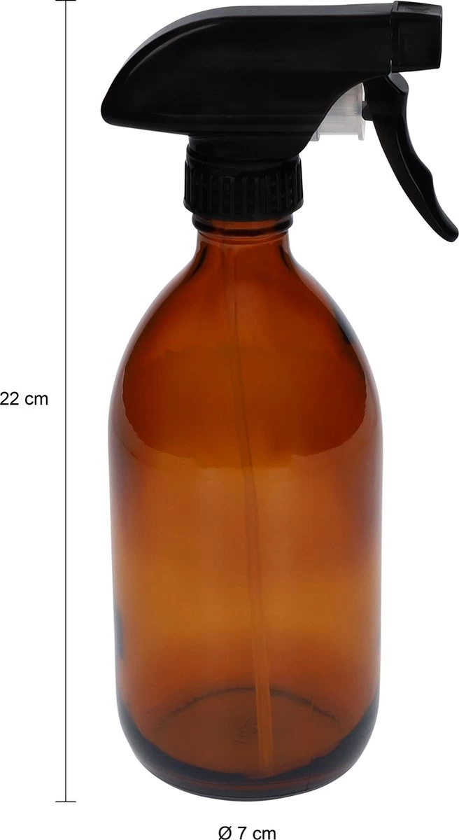 QUVIO Sprayfles - Spuitfles - Plantenspuit - Schoonmaak Spuit - Huishoudspray - Leeg/Hervulbaar - Kamerspray - Allesreiniger - Glazen Sprayflacon - Waterspuit - Kappersspuit - 500 Ml - Glas - Bruin - Zwart - Afbeelding 5